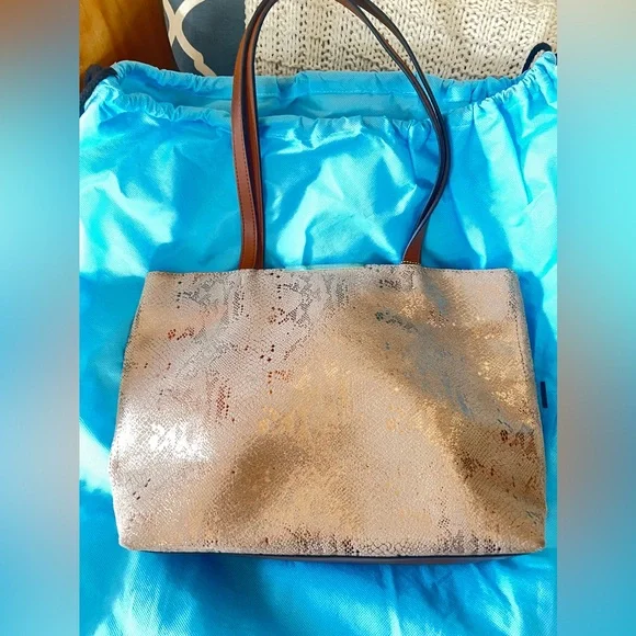 Antonio Melani Leather Tote Bag, Lightweight Gold Shimmer - Picture 2 of 11